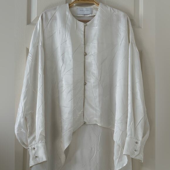 Esteban Cortazar Crinkled Satin Tunic Ivory size FR 34 - Picture 12 of 13